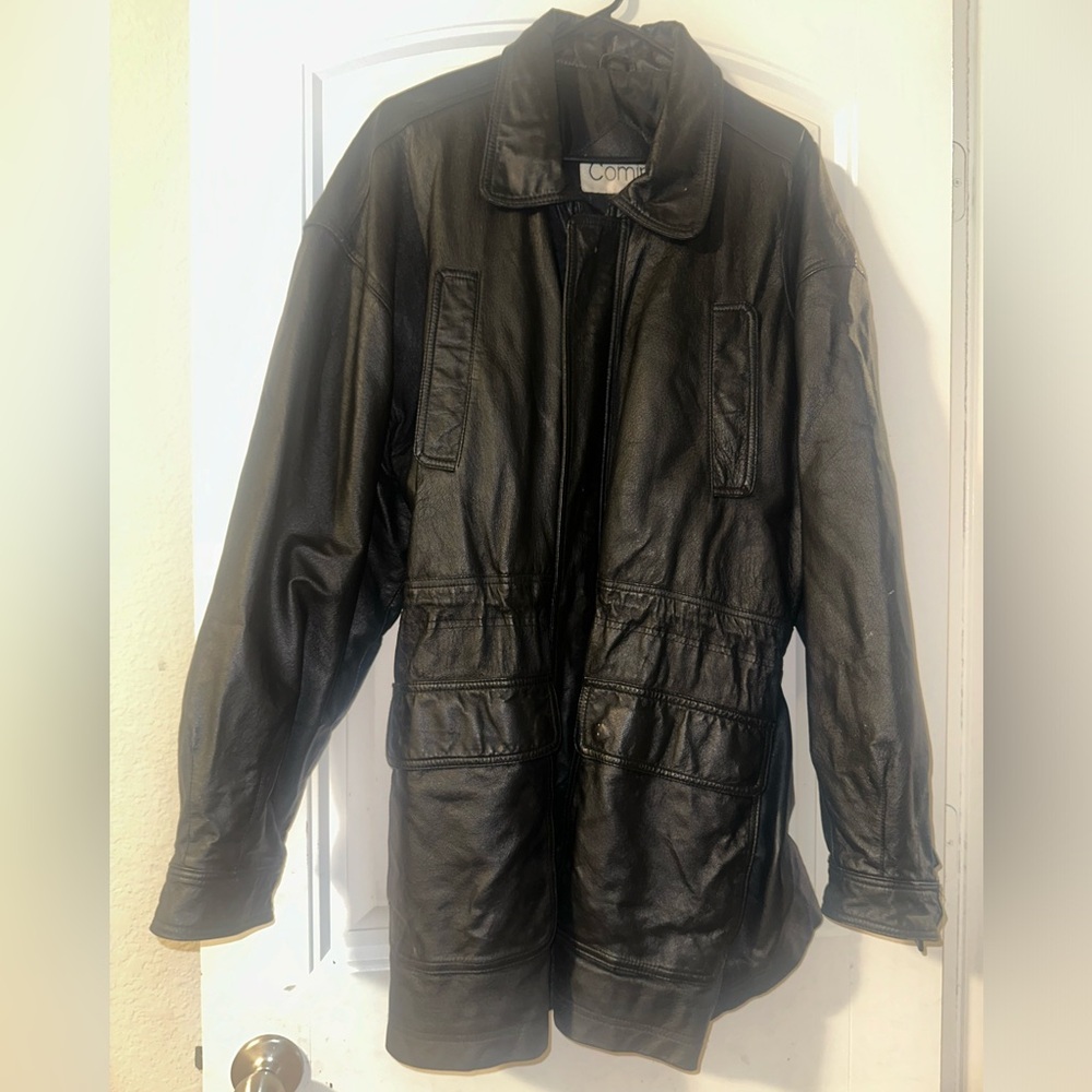 Black Long Leather Jacket 🧥